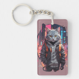 Llavero Diseño de gato callejero urbano