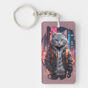 Llavero Diseño de gato callejero urbano