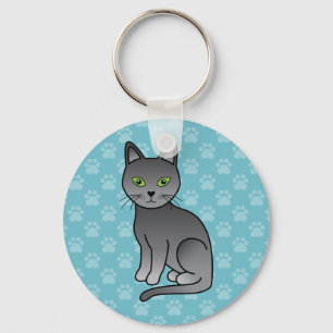 Llavero Diseño de gato de dibujos animados de raza Blue Ru