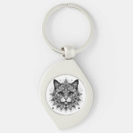 Llavero Diseño de gato de patrón de Mandala
