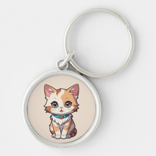 Llavero Diseño de gato encantadoramente lindo (Frente)