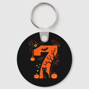 Llavero Diseño de gato negro de Halloween número 7 espeluz