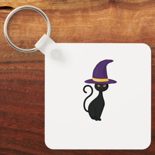 Llavero Diseño de gato negro | Halloween | KeyChain de los (Anverso)