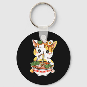 Llavero Diseño de gato Ramen estilo kawaii divertido anime
