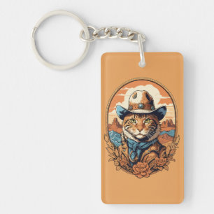 Llavero Diseño de Gato Vaquero Antiguo