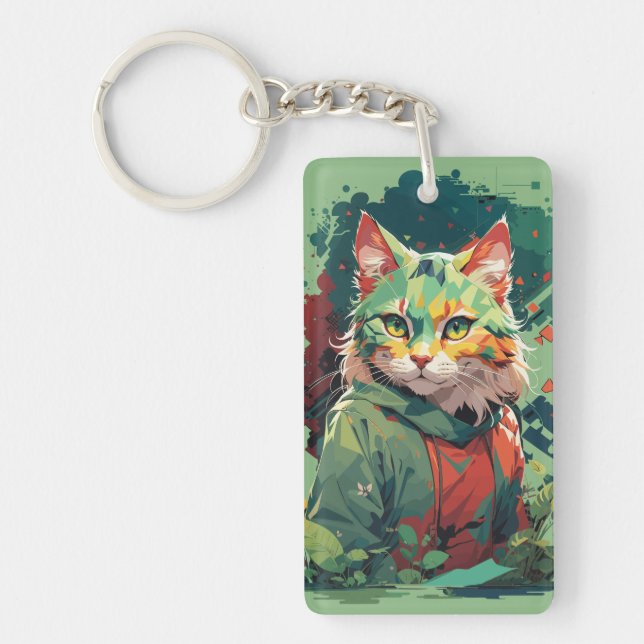 Llavero Diseño de gatos de color de fantasía suave (Frente)