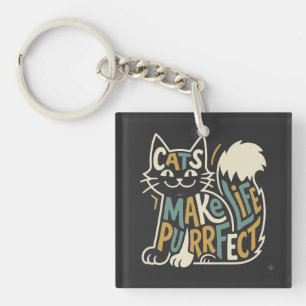 Llavero Diseño de Gatos que Hacen la Vida Perfecta