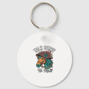 Llavero Diseño de grabado vintage de caballo de Derby Talk