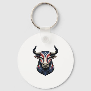 Llavero Diseño de grabado vintage de cabeza de toro patrió