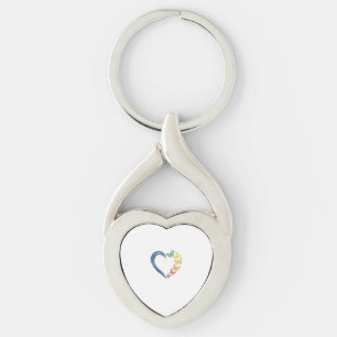 Llavero Diseño de grabado vintage de corazón de mariposa a