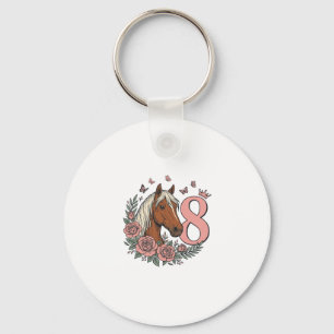 Llavero Diseño de grabado vintage floral cumpleaños 8 caba