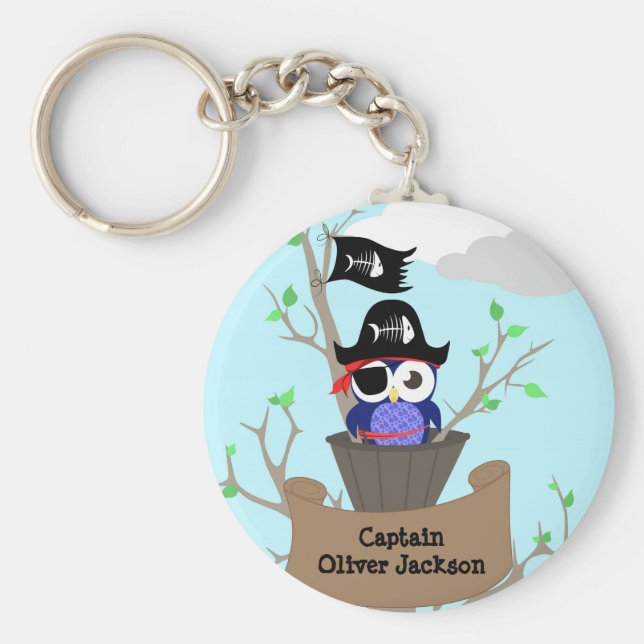 Llavero Diseño de guardería pirata personalizada (Frente)
