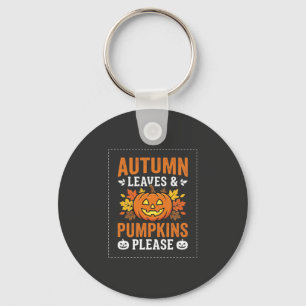 Llavero Diseño de Halloween Calabaza Hojas de Otoño