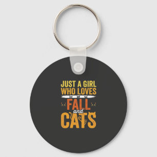 Llavero Diseño de Halloween Chica Amante Gatos Otoño