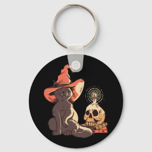 Llavero Diseño de Halloween de Bruja Gatito Negro