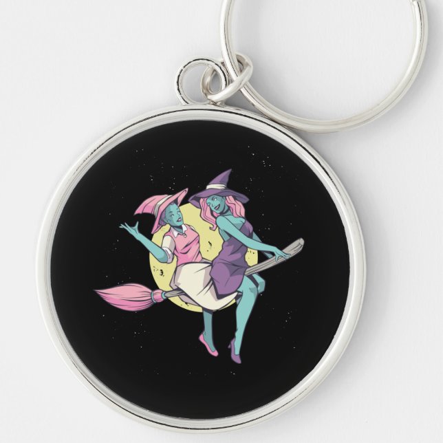 Llavero Diseño de Halloween en la sala de vuelo de brujas (Frente)