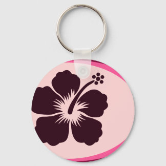 Llavero Diseño de hibiscos de forma ovalada