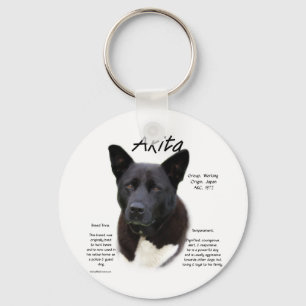 Llavero Diseño de historia de Akita (negro)