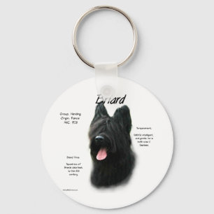 Llavero Diseño de historia de Briard (negro)