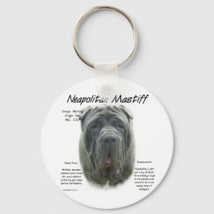 Llavero Diseño de historia napolitana mastiff (gris)