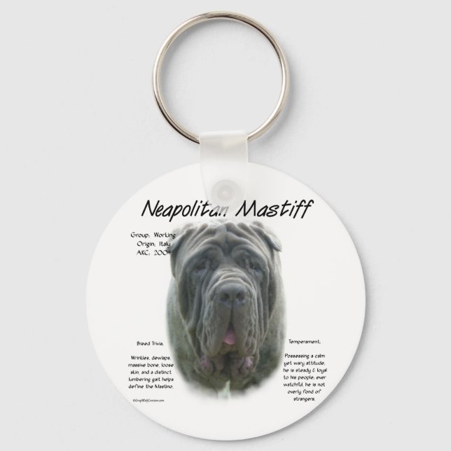 Llavero Diseño de historia napolitana mastiff (gris) (Anverso)