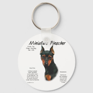 Llavero Diseño de historial de Pinscher en miniatura (negr