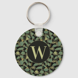 Llavero Diseño de hoja elegante inicial botánica