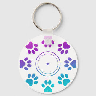 Llavero Diseño de Huellas de Pata Cyan Azul Morado para Pe