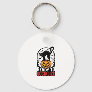 Llavero Diseño de humor de fiesta espeluznante de gato de