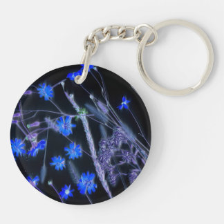 Llavero Diseño de imagen de flor azul negro