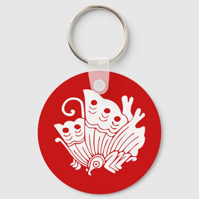 Llavero Diseño de Kamon japonés con mariposa asiática (Anverso)