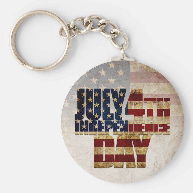 Llavero Diseño de la bandera de época del 4 de julio, Día  (Frente)