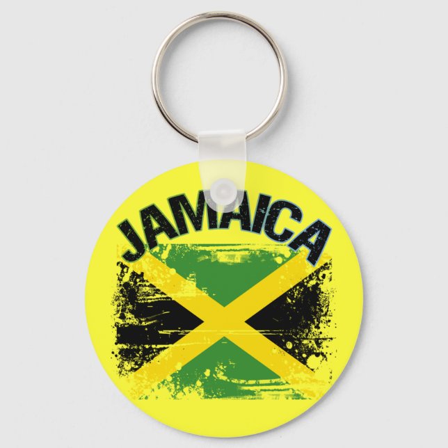 Llavero Diseño de la bandera de Jamaica de estilo grunge (Anverso)