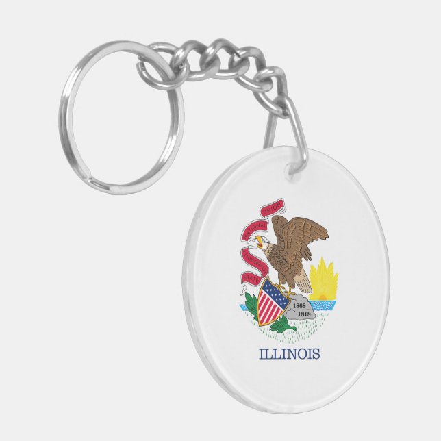 Llavero Diseño de la bandera del estado de Illinois (Frente Izquierda)