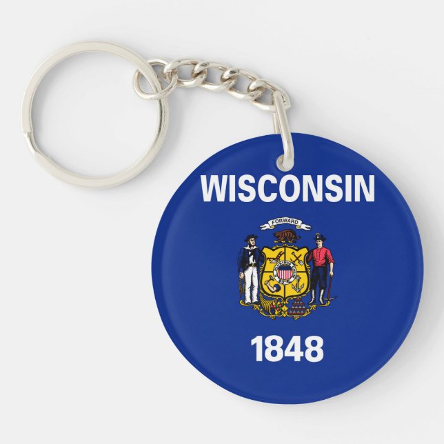 Llavero Diseño de la bandera del estado de Wisconsin (Frente)
