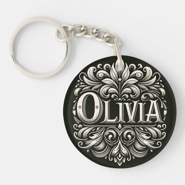 Llavero Diseño de la cadena de claves acrílicas Olivia (Frente)