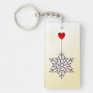 Llavero Diseño de la forma del copo de nieve y del corazón