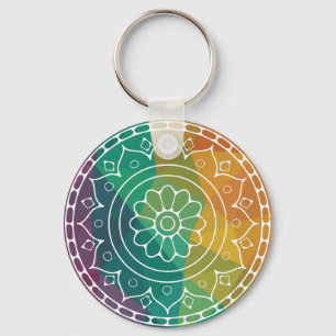 Llavero Diseño de la moda del boho arcoiris de la flor de