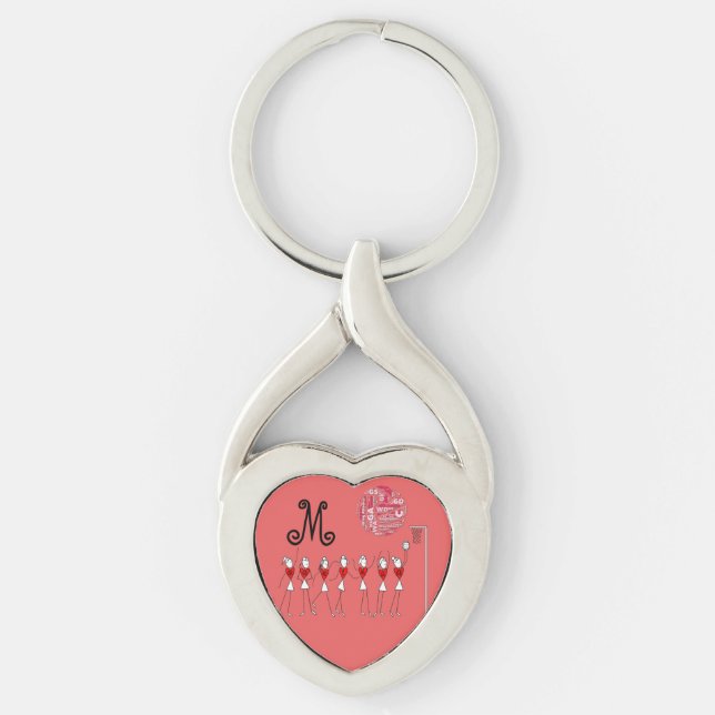 Llavero Diseño de las posiciones del Netball del amor (Anverso)