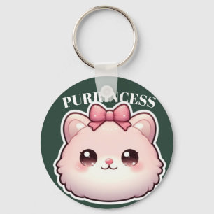 Llavero Diseño de lazo rosa lindo de gatita Princesa Purra