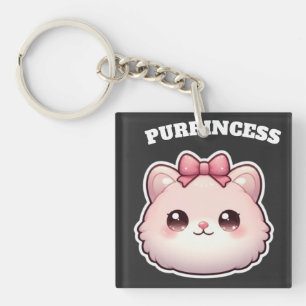 Llavero Diseño de lazo rosa lindo de gatito Princesa Purra