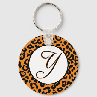 Llavero Diseño de leopardo naranja con Y