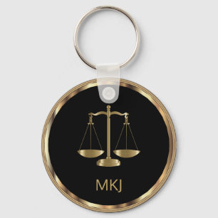 Llavero Diseño de leyes en negro y oro - Monograma
