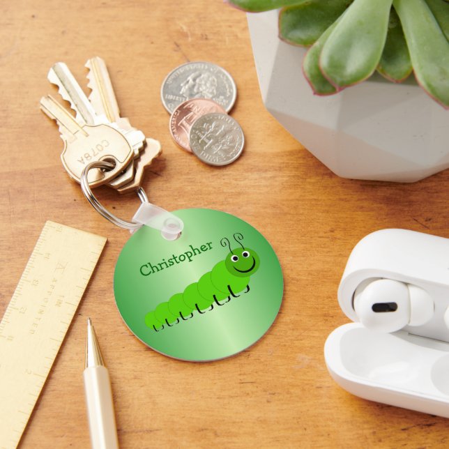 Llavero Diseño de los insectos de la oruga verde (Escritorio )