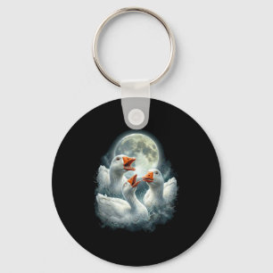 Llavero Diseño de luna aullando de ganso, divertido meme d