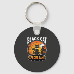 Llavero Diseño de Luna Casa Embrujada Gato Negro Halloween