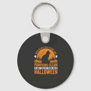 Llavero Diseño de Luna de Calabaza de Gato Negro de Hallow