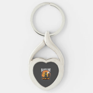 Llavero Diseño de Luna de Casa Embrujada de Gato Negro de