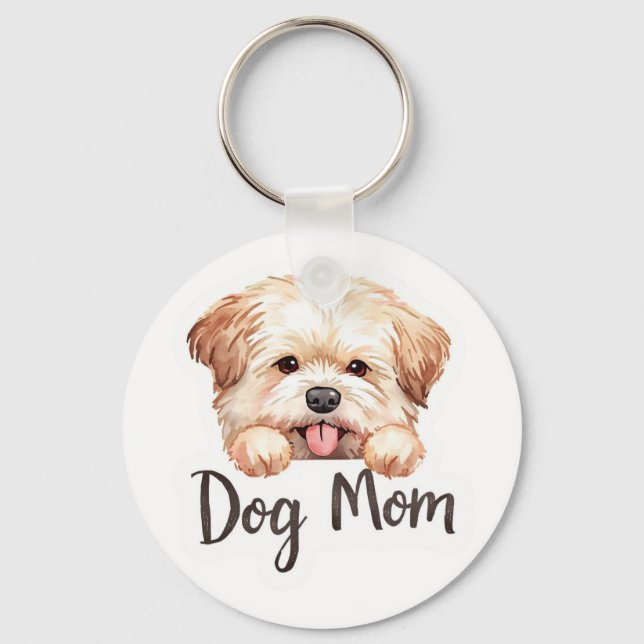 Llavero Diseño de mamá de perro cachorro lindo (Anverso)