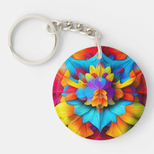 Llavero Diseño de Mandala floral colorida